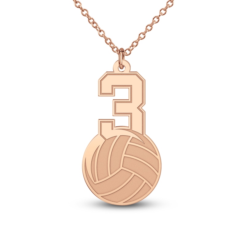 Main Image 7 of Engravable Sports Number Necklace 14K Rose Gold-Plated Sterling Silver 18"