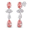 Thumbnail Image 1 of Multi-Shape Pink & White Lab-Grown Diamond Drop Earrings 3-1/2 ct tw 14K White Gold