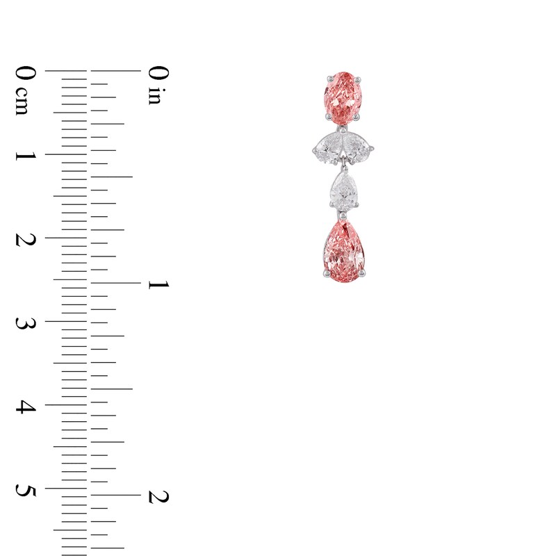 Main Image 2 of Multi-Shape Pink & White Lab-Grown Diamond Drop Earrings 3-1/2 ct tw 14K White Gold