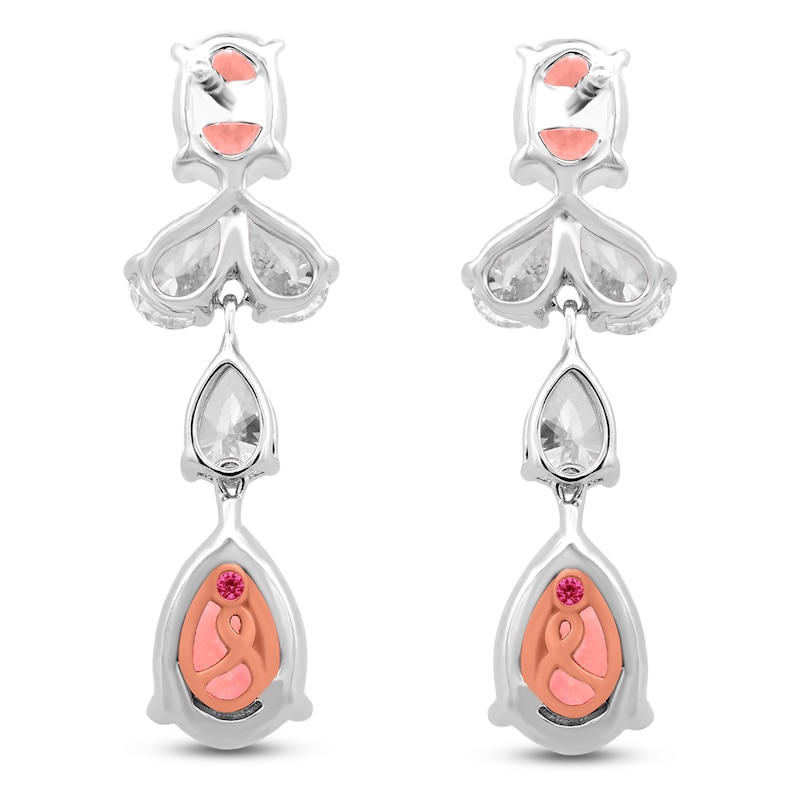 Main Image 4 of Multi-Shape Pink & White Lab-Grown Diamond Drop Earrings 3-1/2 ct tw 14K White Gold