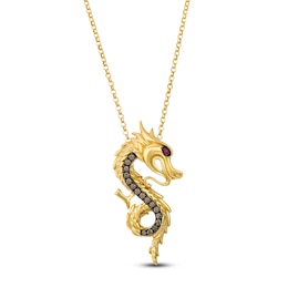 Le Vian Natural Ruby Dragon Necklace 1/6 ct tw Diamonds 14K Honey Gold 19"