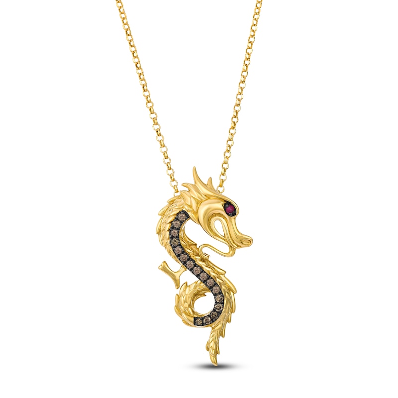 Main Image 1 of Le Vian Natural Ruby Dragon Necklace 1/6 ct tw Diamonds 14K Honey Gold 19"