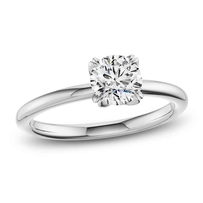Main Image 1 of Certified Round-Cut Diamond Solitaire Engagement Ring 1 ct tw 14K White Gold (I1/I)