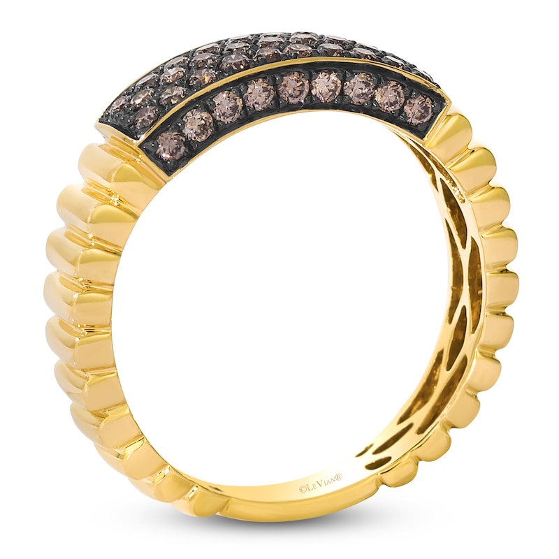 Main Image 3 of Le Vian Chocolate Diamonds Ribbed Ring 1/2 ct tw 14K Honey Gold