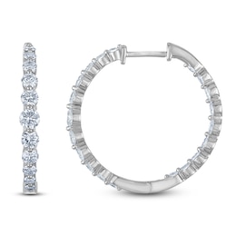 Lab-Grown Diamond Graduated Inside-Out Hoop Earrings 2 ct tw 14K White Gold