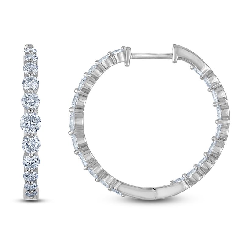 Main Image 1 of Lab-Grown Diamond Graduated Inside-Out Hoop Earrings 2 ct tw 14K White Gold