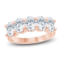 Oval-Cut Lab-Grown Diamond Five-Stone Anniversary Ring 3 ct tw 14K Rose Gold