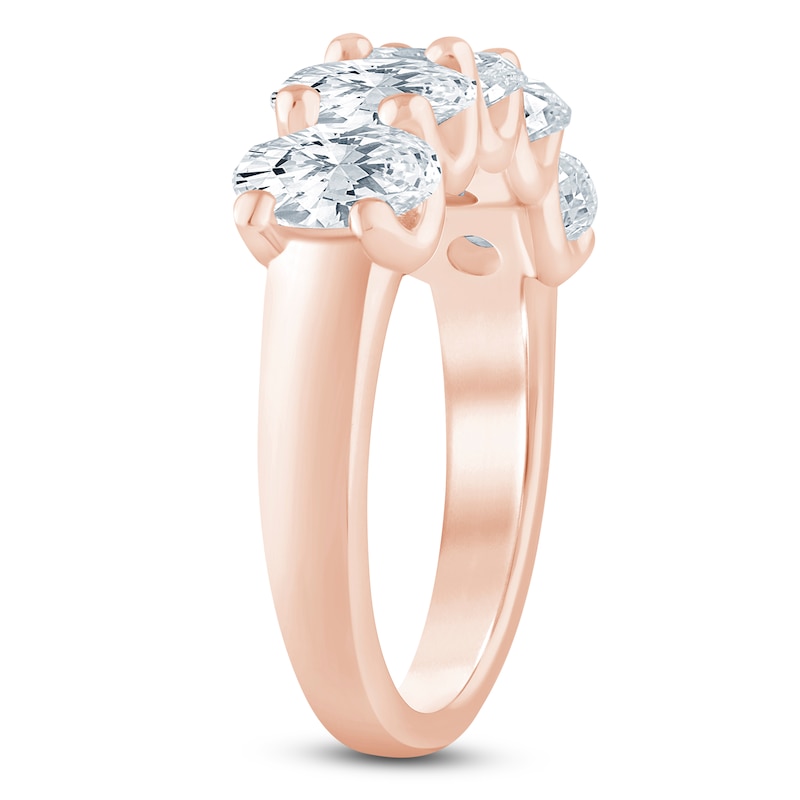 Main Image 2 of Oval-Cut Lab-Grown Diamond Five-Stone Anniversary Ring 3 ct tw 14K Rose Gold