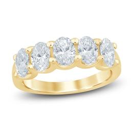 Oval-Cut Lab-Grown Diamond Five-Stone Anniversary Ring 2 ct tw 14K Yellow Gold
