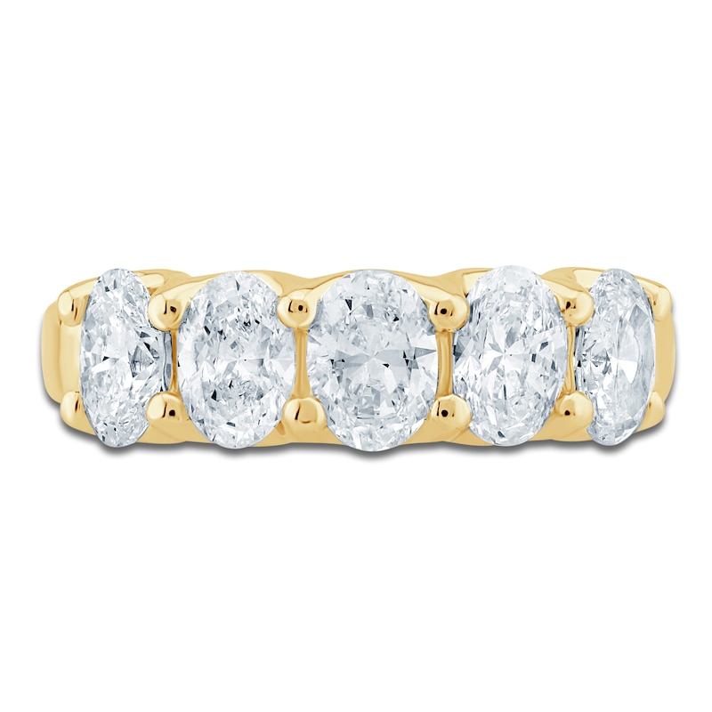 Main Image 3 of Oval-Cut Lab-Grown Diamond Five-Stone Anniversary Ring 2 ct tw 14K Yellow Gold