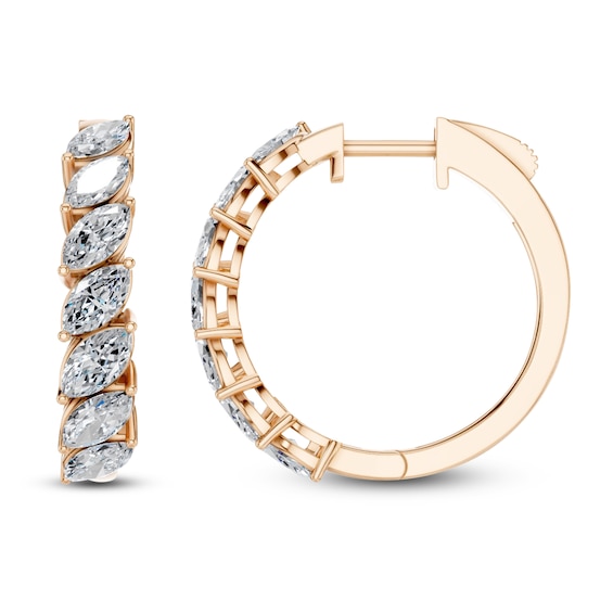 Jared Signature Marquise-Cut Lab-Grown Diamond Hoop Earrings 2 ct tw 14K Rose Gold