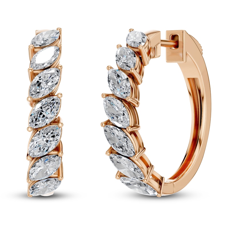 Main Image 2 of Marquise-Cut Lab-Grown Diamond Hoop Earrings 2 ct tw 14K Rose Gold