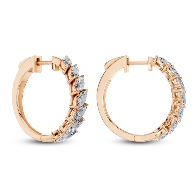 Main Image 3 of Marquise-Cut Lab-Grown Diamond Hoop Earrings 2 ct tw 14K Rose Gold