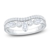 Thumbnail Image 1 of Certified Marquise & Round-Cut Bezel-Set Diamond Contour Wedding Band 1/2 ct tw 14K White Gold