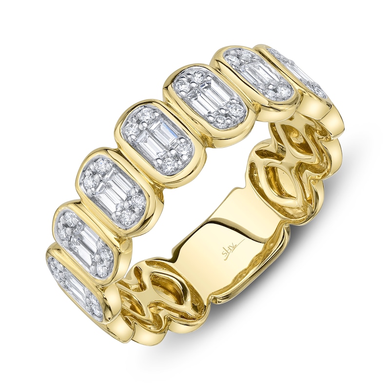 Main Image 2 of Shy Creation Baguette & Round-Cut Multi-Diamond Ring 3/8 ct tw 14K Yellow Gold SC55027028RD