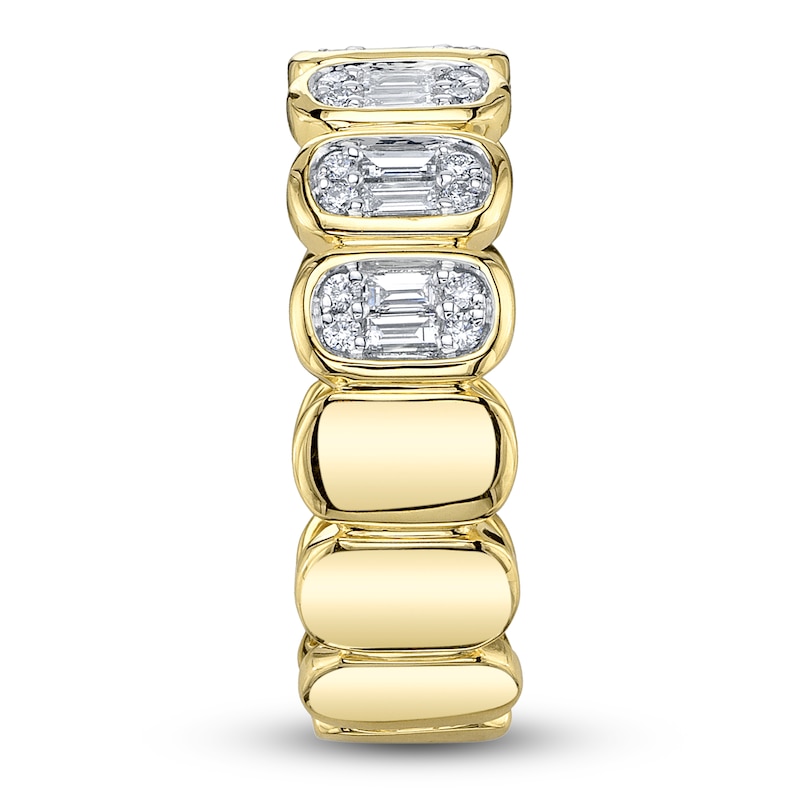 Main Image 3 of Shy Creation Baguette & Round-Cut Multi-Diamond Ring 3/8 ct tw 14K Yellow Gold SC55027028RD