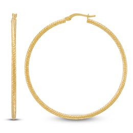 Diamond-Cut Hoop Earrings 10K Yellow Gold 40mm