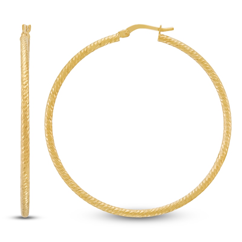 Main Image 1 of Diamond-Cut Hoop Earrings 10K Yellow Gold 40mm