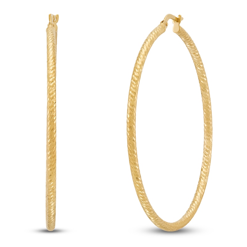 Main Image 2 of Diamond-Cut Hoop Earrings 10K Yellow Gold 40mm