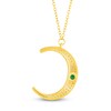 Thumbnail Image 3 of Bezel-Set Natural Emerald & Diamond Crescent Moon Necklace 1/4 ct tw 10K Yellow Gold 18"