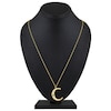Thumbnail Image 5 of Bezel-Set Natural Emerald & Diamond Crescent Moon Necklace 1/4 ct tw 10K Yellow Gold 18"
