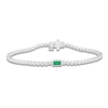 Thumbnail Image 1 of Baguette-Cut Natural Emerald & Diamond Bracelet 3/4 ct tw 10K White Gold 7"