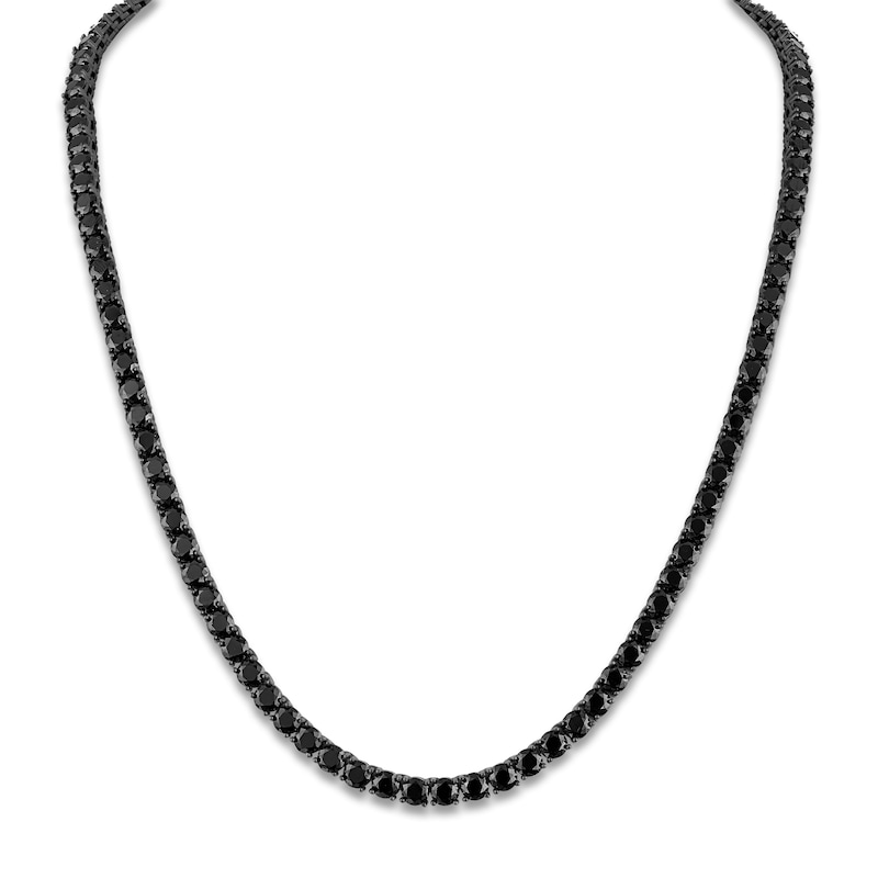 Main Image 2 of 1933 by Esquire Men's Natural Black Spinel Line Necklace Black Rhodium-Plated Sterling Silver 22.5"