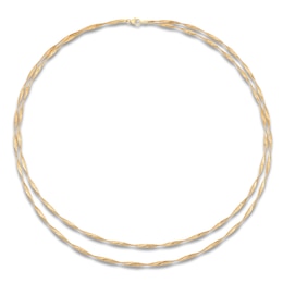 Italia D'Oro Layered Mesh Necklace Solid 14K Yellow Gold 20"