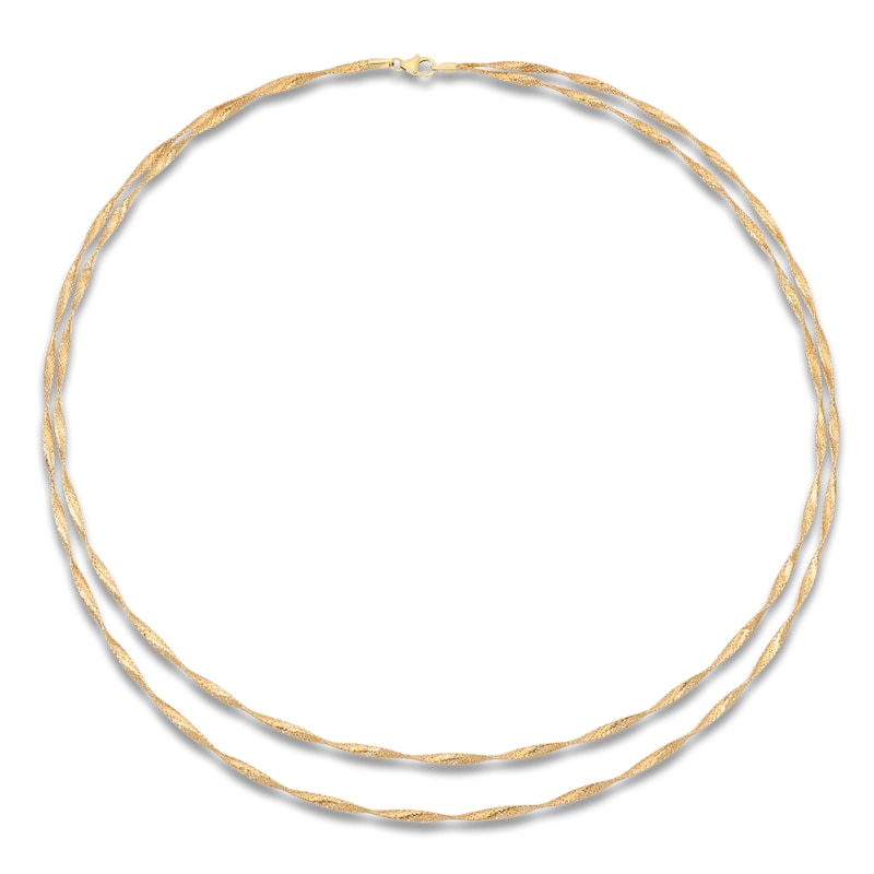 Main Image 1 of Italia D'Oro Layered Mesh Necklace Solid 14K Yellow Gold 20"