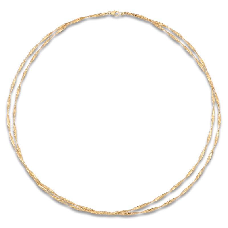 Main Image 3 of Italia D'Oro Layered Mesh Necklace Solid 14K Yellow Gold 20"