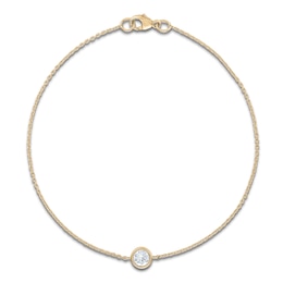 Round-Cut Lab-Grown Diamond Bezel-Set Solitaire Bracelet 1/4 ct tw 14K Yellow Gold 7.5" (SI2/F)