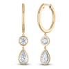 Thumbnail Image 2 of Pear-Shaped & Round-Cut Lab-Grown Diamond Bezel-Set Hoop Dangle Earrings 1-1/2 ct tw 14K Yellow Gold