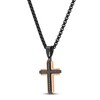 Thumbnail Image 2 of Men's Black Diamond Cross Necklace 1/5 ct tw Black & Rose Ion-Plated Stainless Steel 24"