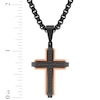 Thumbnail Image 4 of Men's Black Diamond Cross Necklace 1/5 ct tw Black & Rose Ion-Plated Stainless Steel 24"