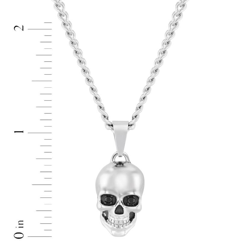 Main Image 4 of Men's Black Diamond Skull Necklace 1/20 ct tw Stainless Steel 24"