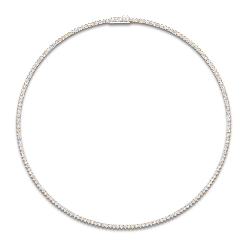 Main Image 1 of Lab-Grown Diamond Tennis Necklace 7 ct tw 14K Yellow Gold 17"