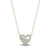 Thumbnail Image 1 of Shy Creation Natural Mother-of-Pearl Heart Necklace 1/15 ct tw Diamonds 14K Yellow Gold 18" SC55012462