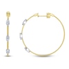Thumbnail Image 1 of Shy Creation Multi-Diamond Station Ribbed Hoop Earrings 3/8 ct tw 14K Two-Tone Gold B22001042D1.60