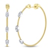 Thumbnail Image 2 of Shy Creation Multi-Diamond Station Ribbed Hoop Earrings 3/8 ct tw 14K Two-Tone Gold B22001042D1.60