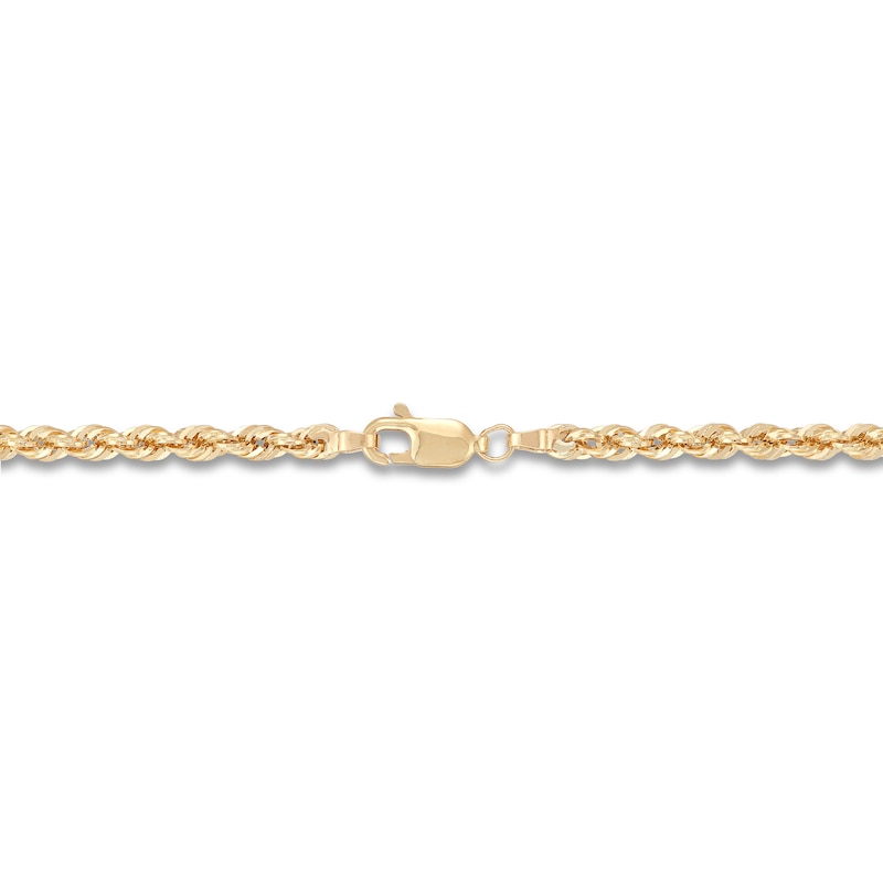Main Image 2 of Glitter Rope Chain Necklace 3mm Semi-Solid 10K Yellow Gold 22"