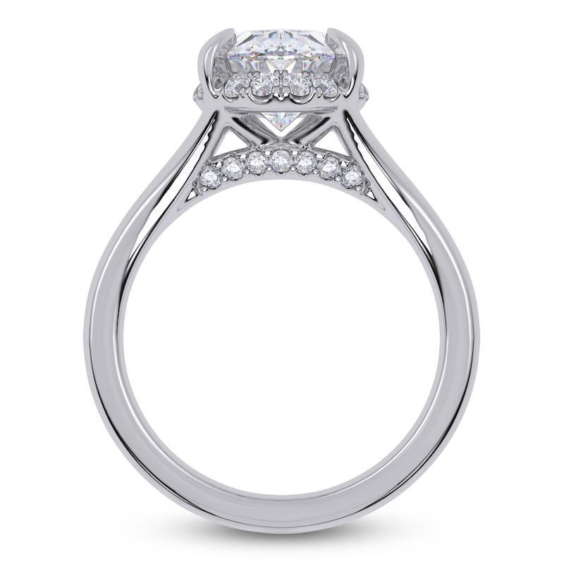 Main Image 4 of Oval-Cut Lab-Grown Diamond Halo Split Shank Engagement Ring 3-1/4 ct tw 14K White Gold