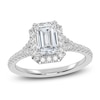 Thumbnail Image 1 of Emerald-Cut Lab-Grown Diamond Halo Engagement Ring 1-1/8 ct tw 14K White Gold