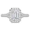 Thumbnail Image 3 of Emerald-Cut Lab-Grown Diamond Halo Engagement Ring 1-1/8 ct tw 14K White Gold