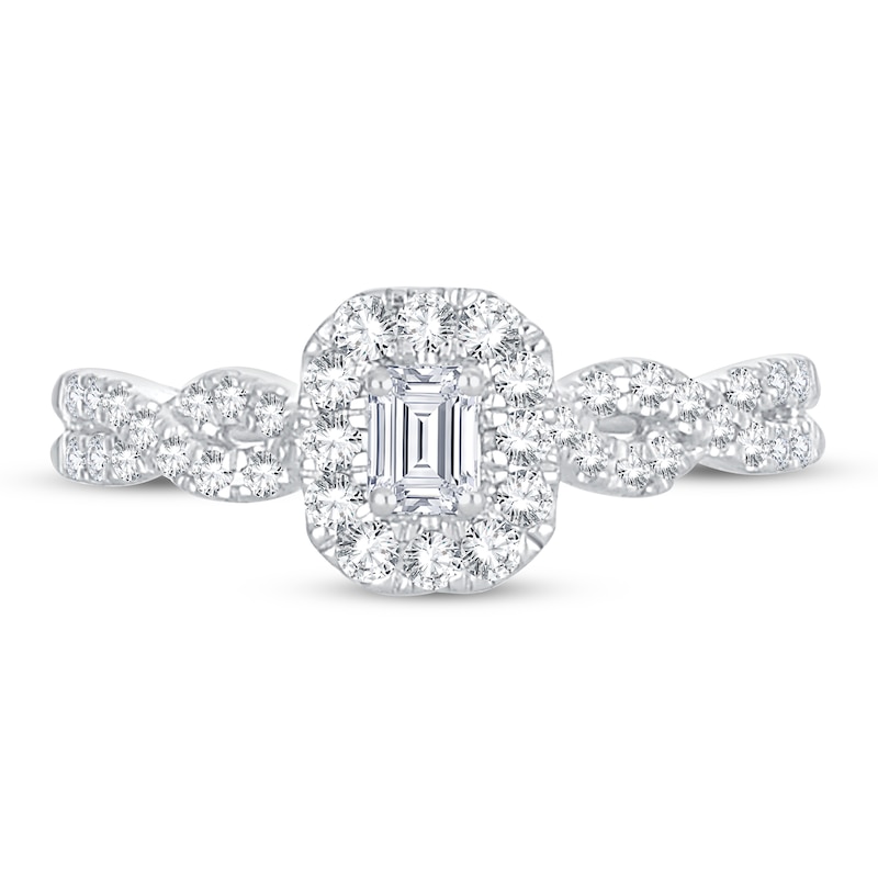 Main Image 3 of Diamond Engagement Ring 1/2 ct tw Emerald-cut 14K White Gold
