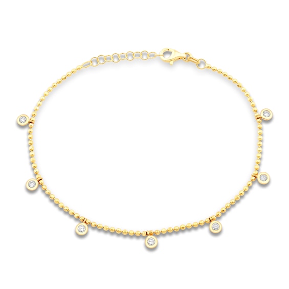 Jared Signature Mini Bezel Collection Diamond Dangle Station Bracelet 1/3 ct tw 14K Yellow Gold 7"