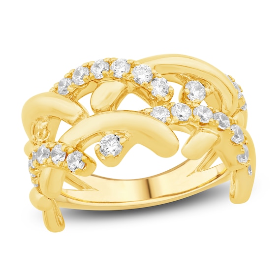 Unspoken Diamond Crossover Ring 34 ct tw 14K Yellow Gold
