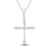 Thumbnail Image 1 of Diamond Cross Necklace 1/10 ct tw Round 10K White Gold 18"