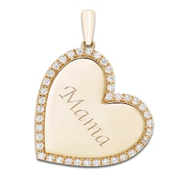 Engravable Diamond Heart Charm 1/4 ct tw Round 14K Yellow Gold
