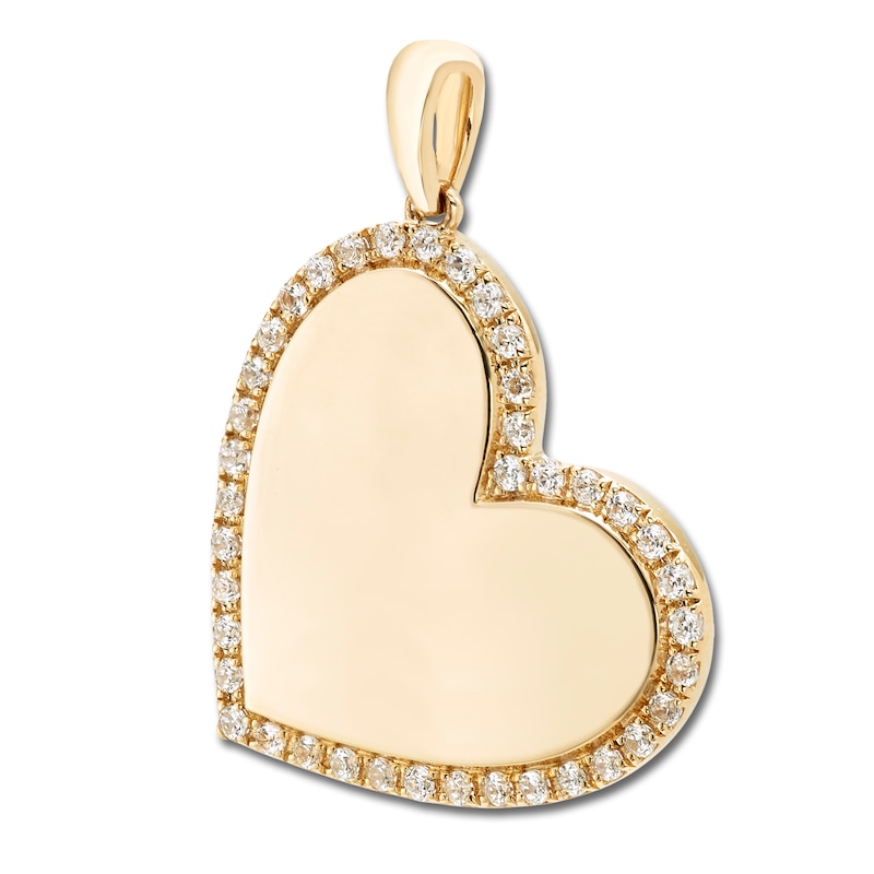 Main Image 2 of Engravable Diamond Heart Charm 1/4 ct tw Round 14K Yellow Gold