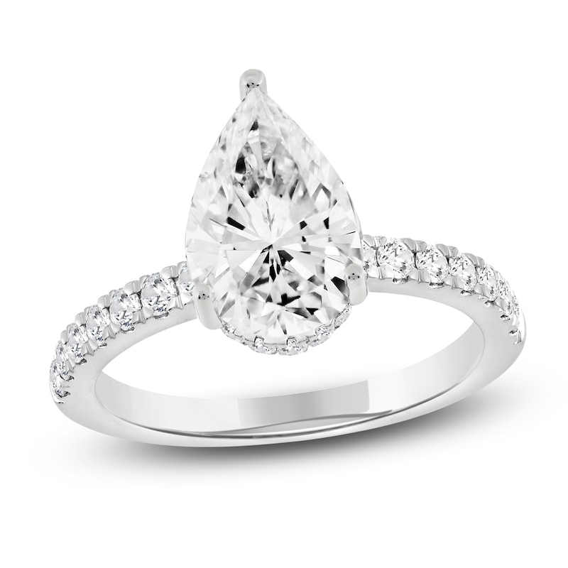 Main Image 1 of Pear-Shaped Lab-Grown Diamond Engagement Ring 2-1/2 ct tw 14K White Gold